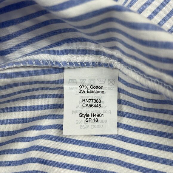 J. Crew Women's Dress Small Blue Striped Tie Waist Poplin V Neck Long Sleeve - Picture 10 of 10